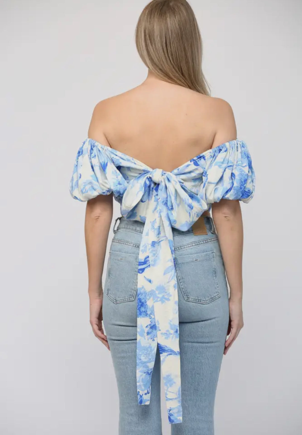 Bow Back Floral Off Shoulder Top