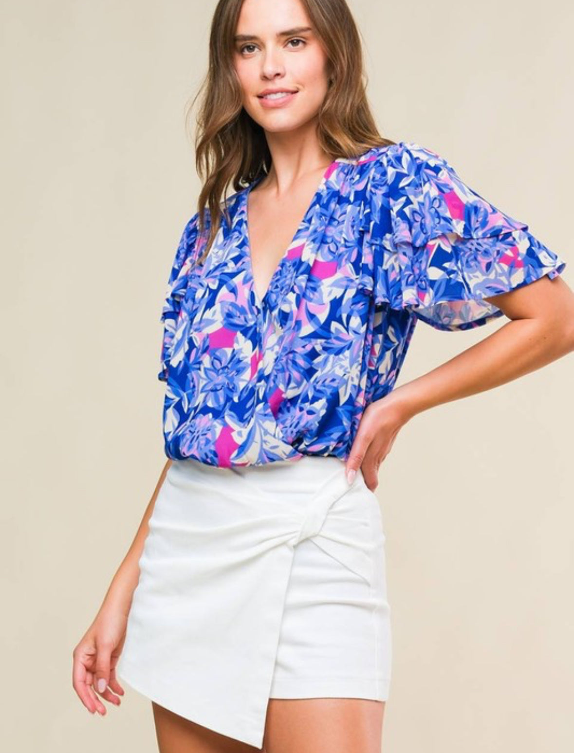 Blue + Pink Abstract Bodysuit