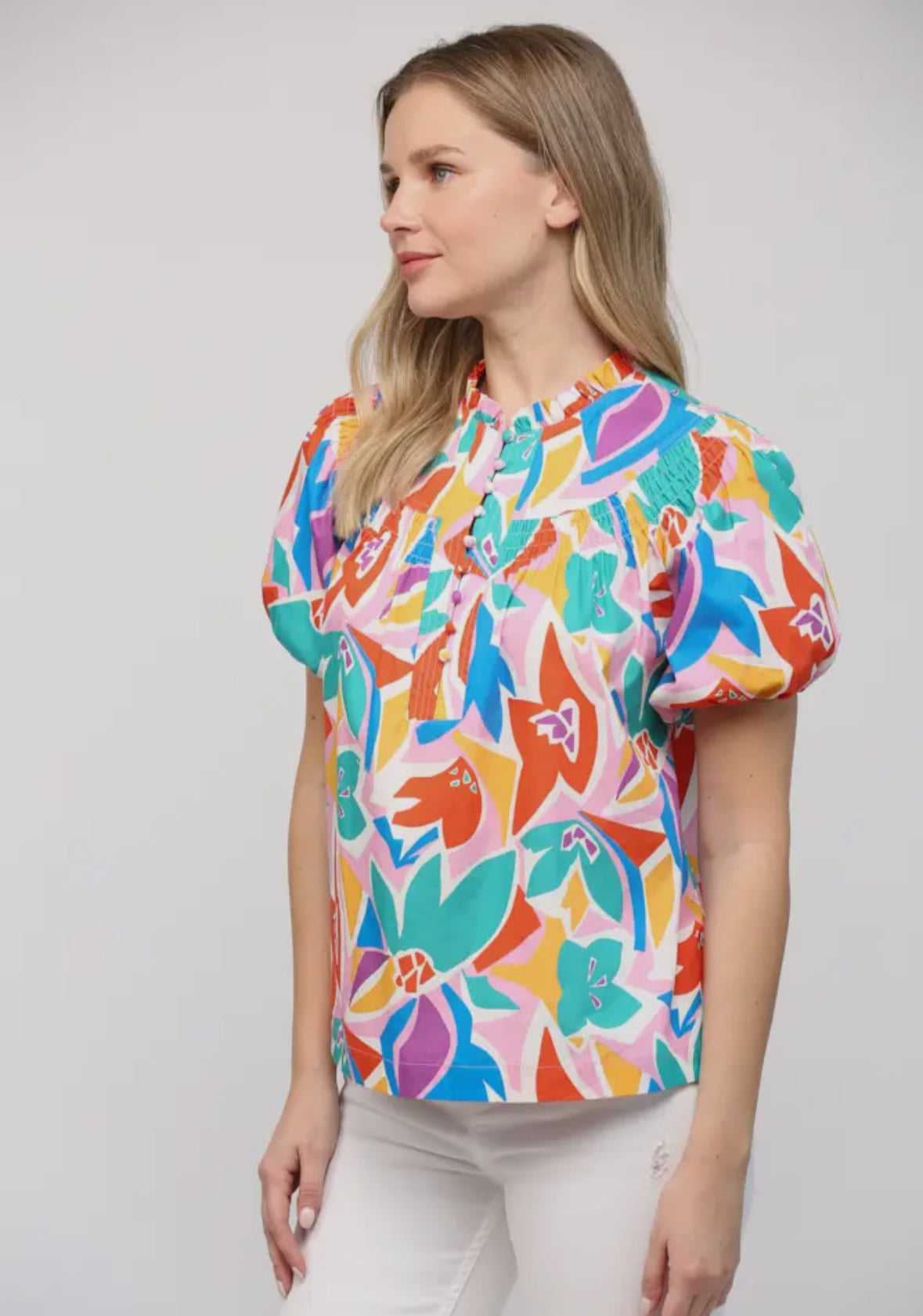 Smocked Bib Yoke Top