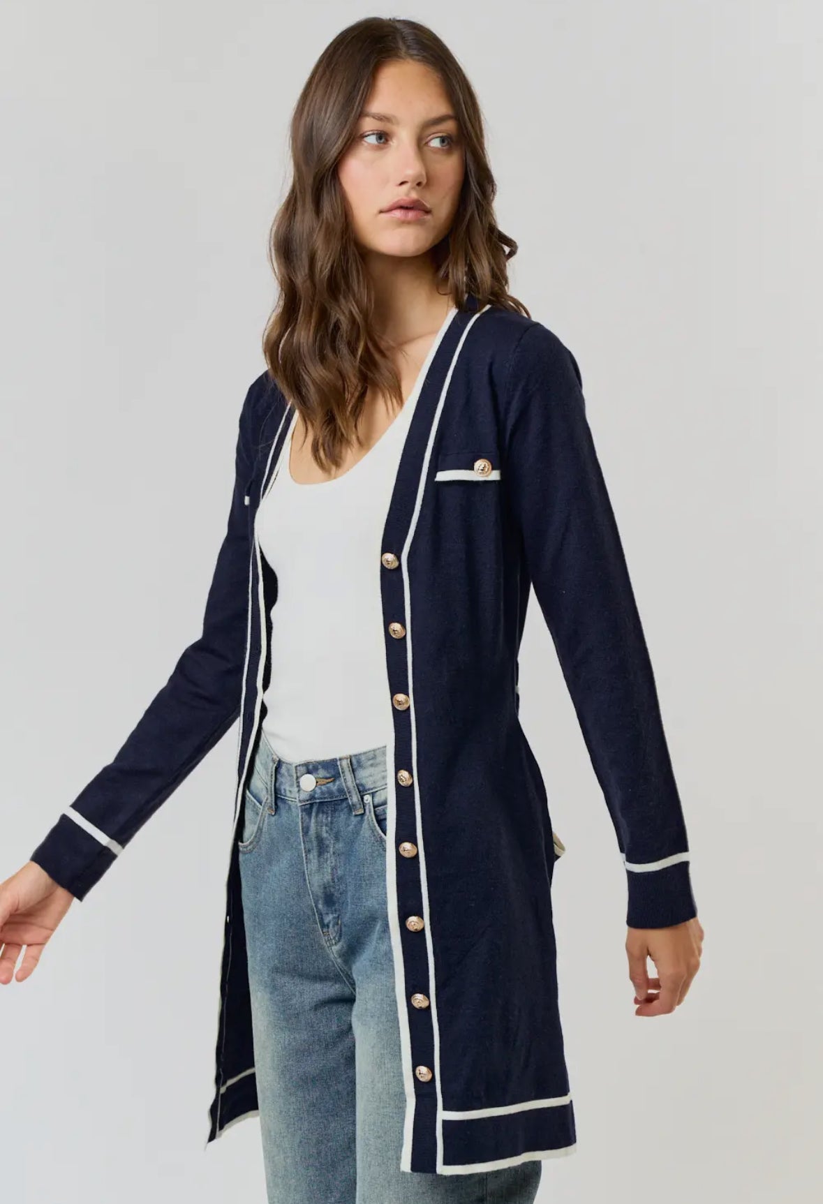 Taupe Contrast Binding Button Down Dress