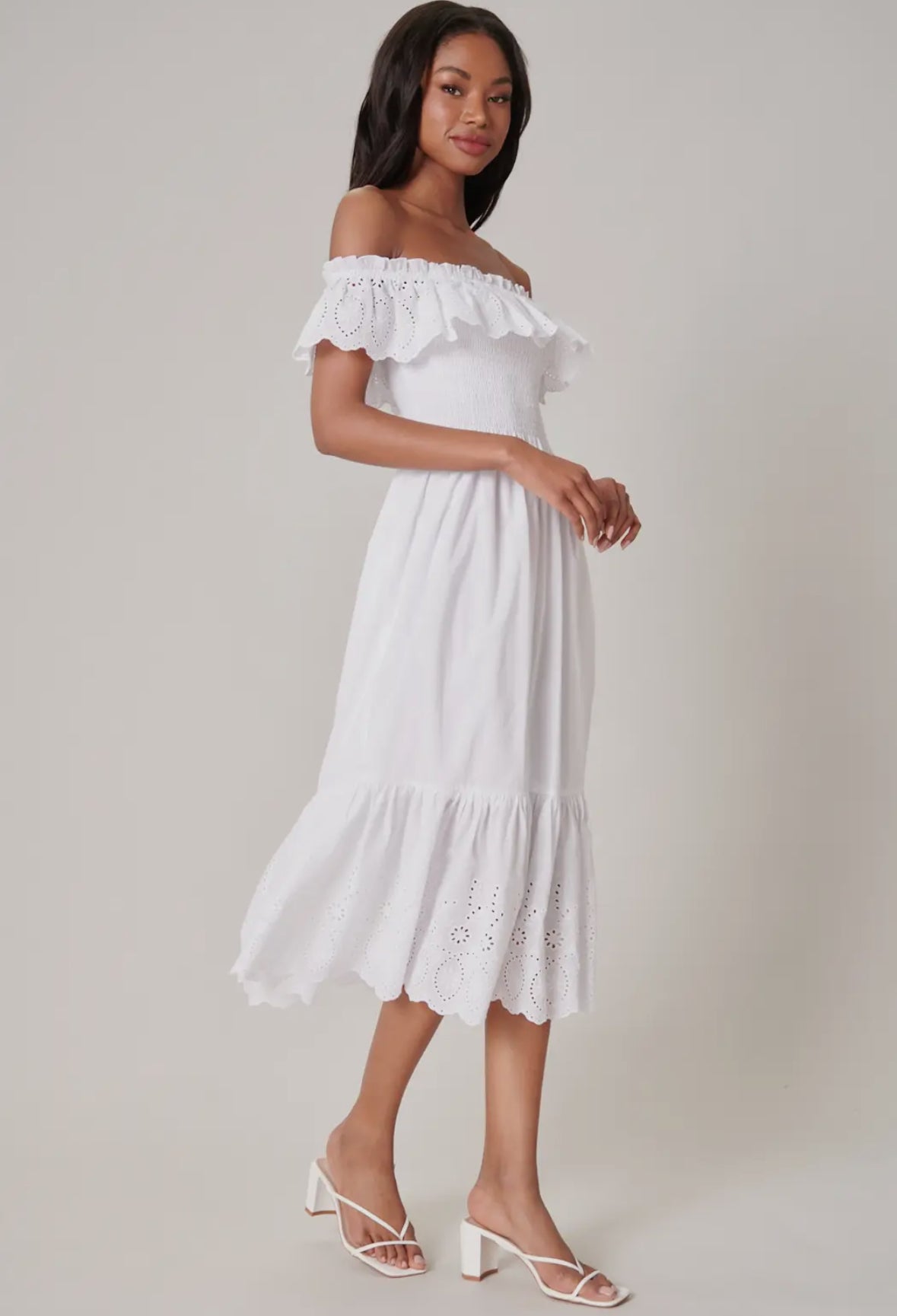 Esmeralda Smocked Eyelet Midi Dress