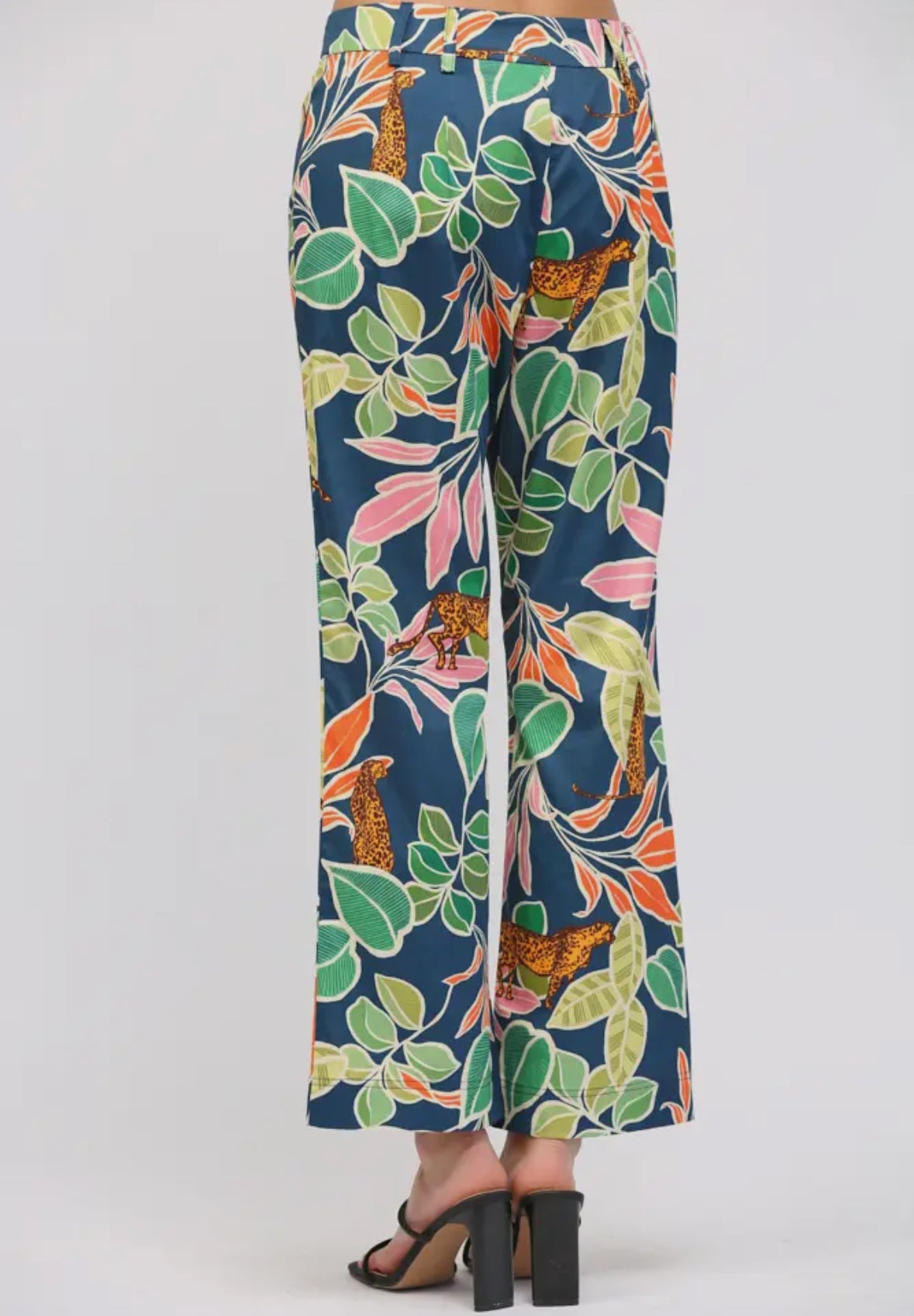 Tropical Print Pintuck Pants