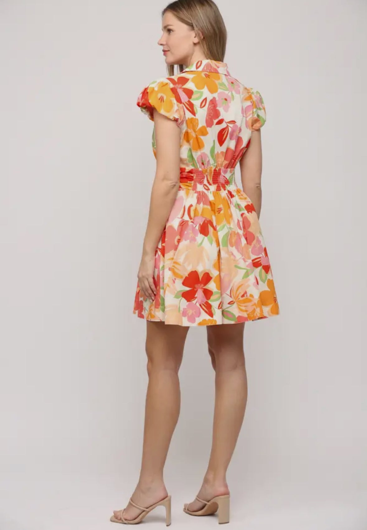 Shirred Waist Poplin Dress