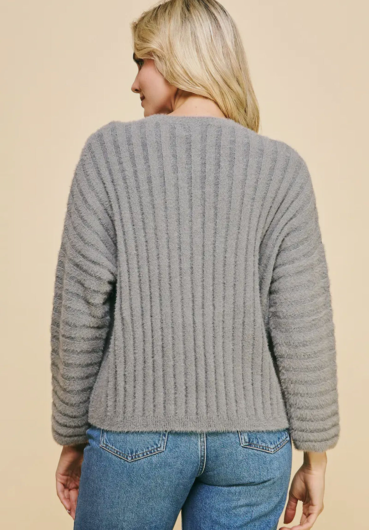 Fuzzy Ribbed Pullover