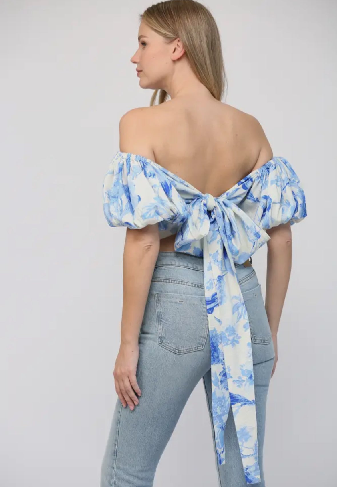 Bow Back Floral Off Shoulder Top