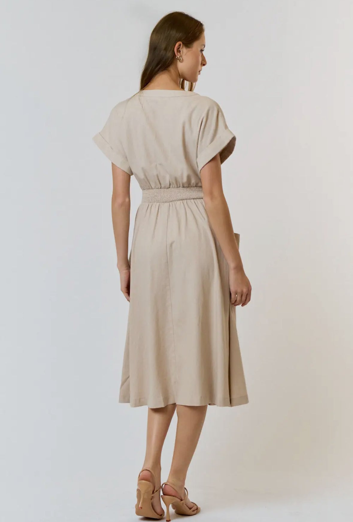 Natural Smocked Waistline Dress
