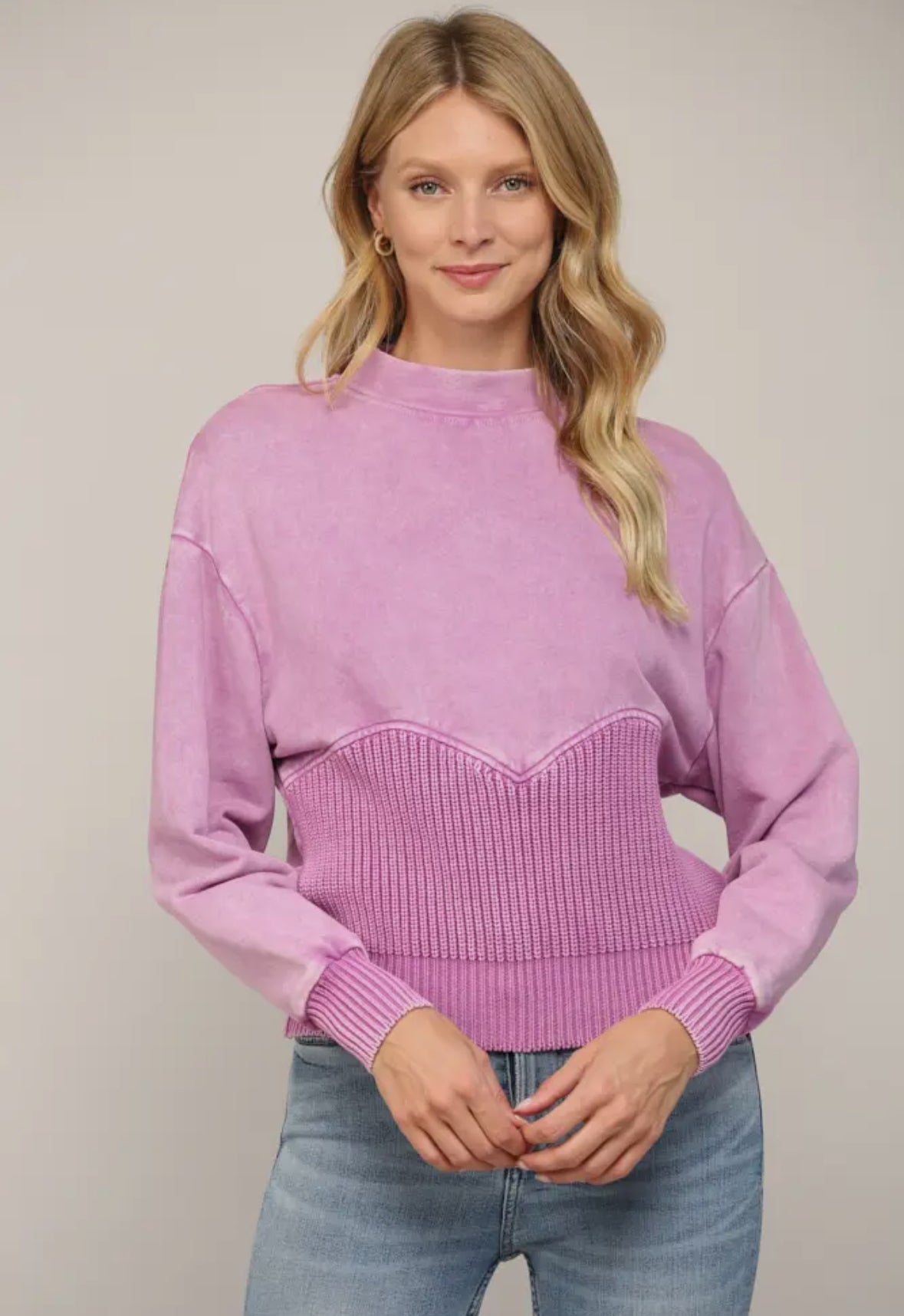Wild Orchid Washed Knit Sweatshirt