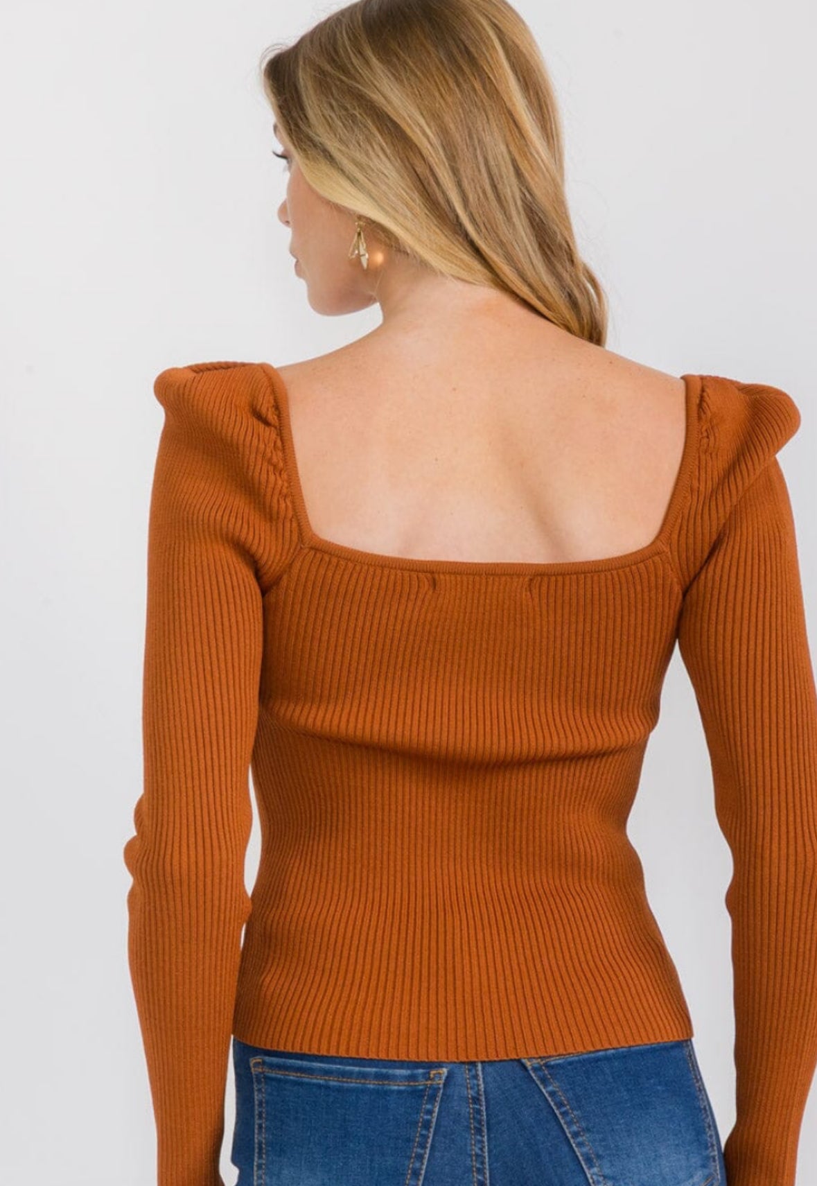 Ribbed Square Neck Top