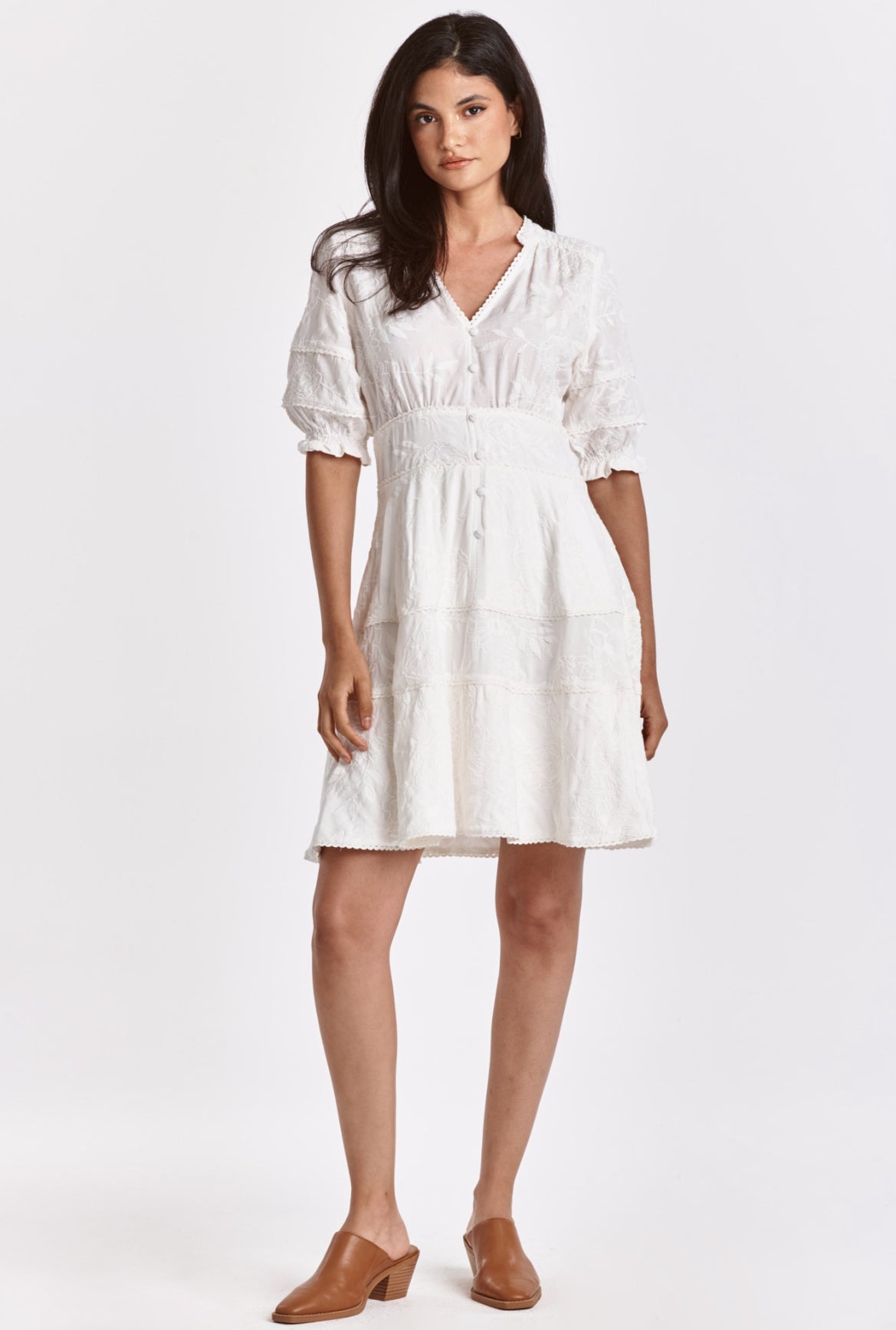 The Ellen Pearled Ivory Dress
