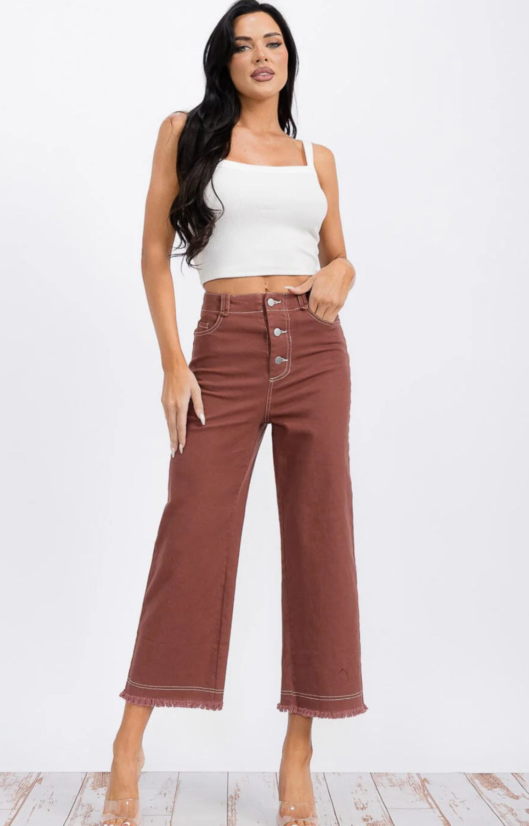 Rust Button Closure Pants