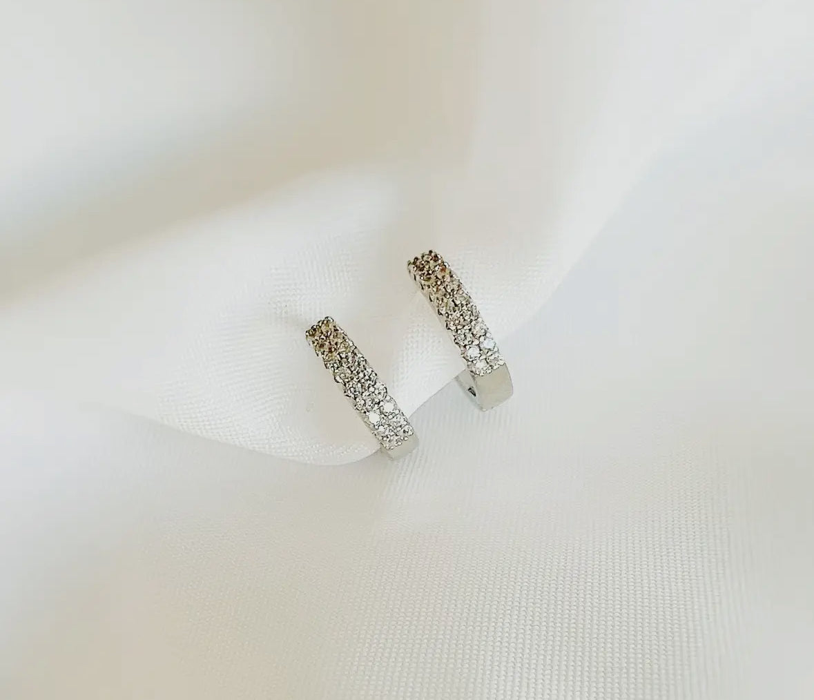 Sparkle Pave Silver Huggies