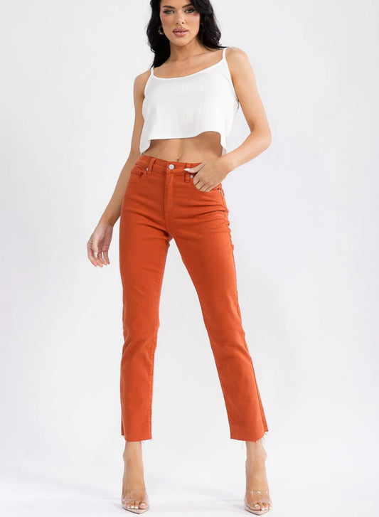 Orange Raw Edge Straight Leg