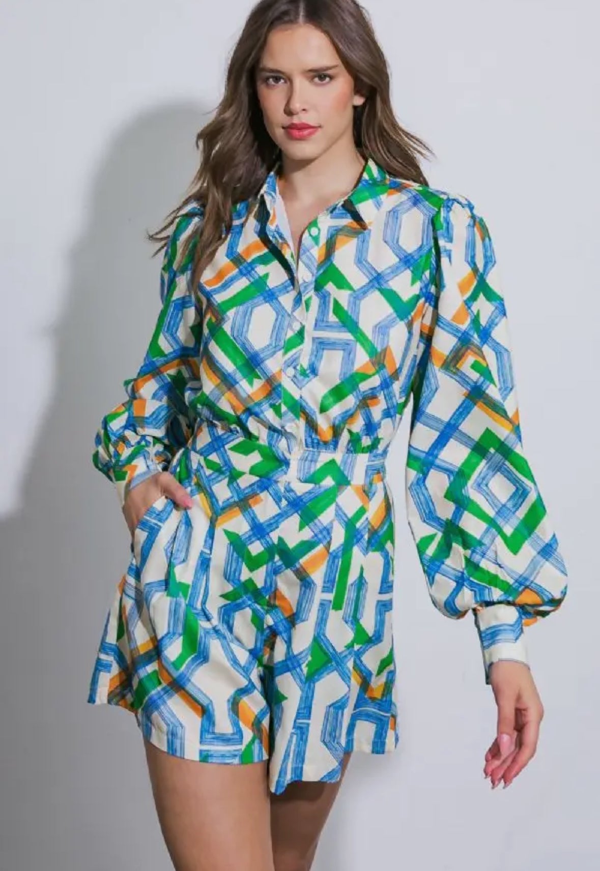 Blue+Green+Orange Contemporary Romper