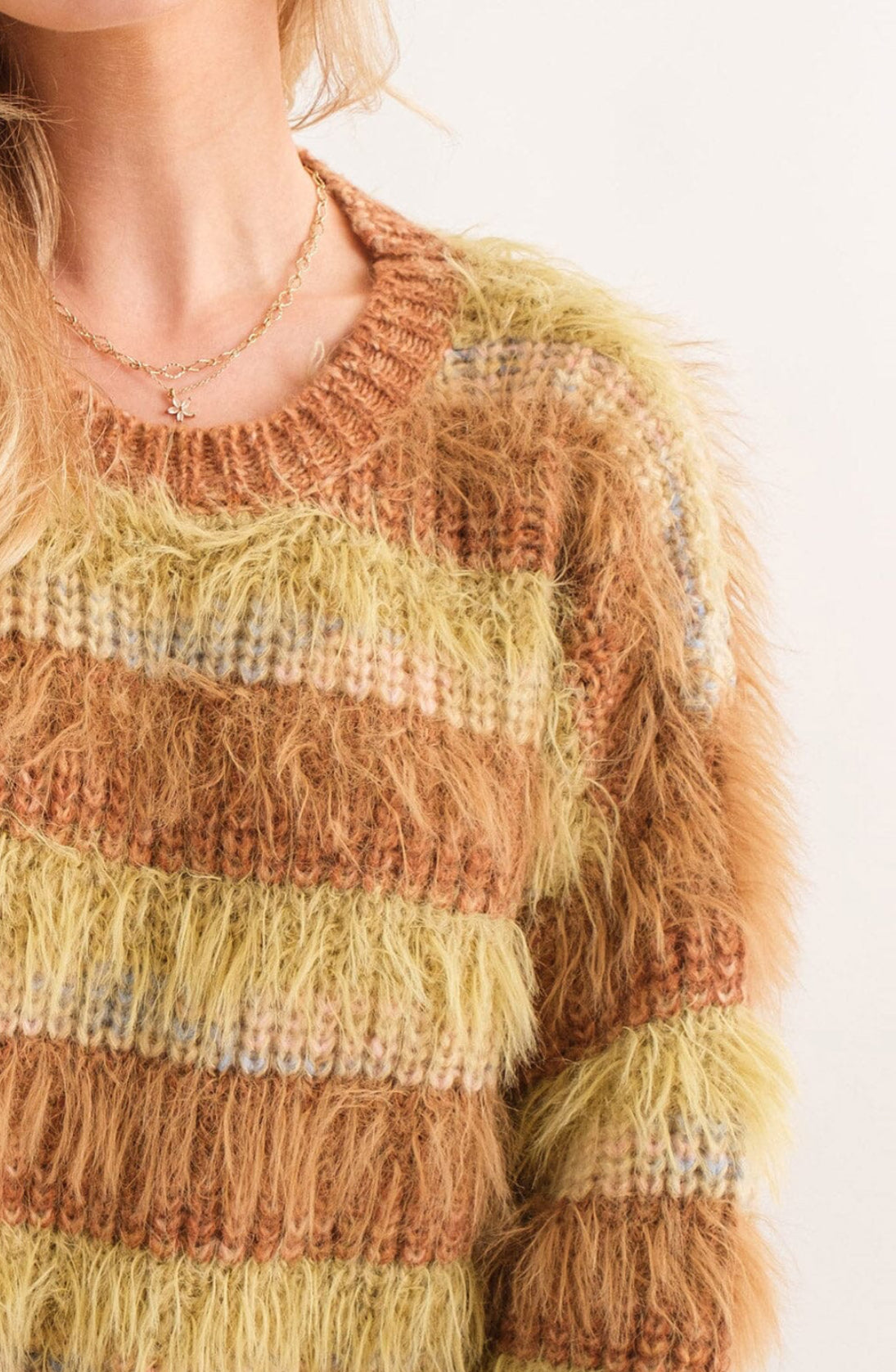 Retro Striped Eyelash Sweater