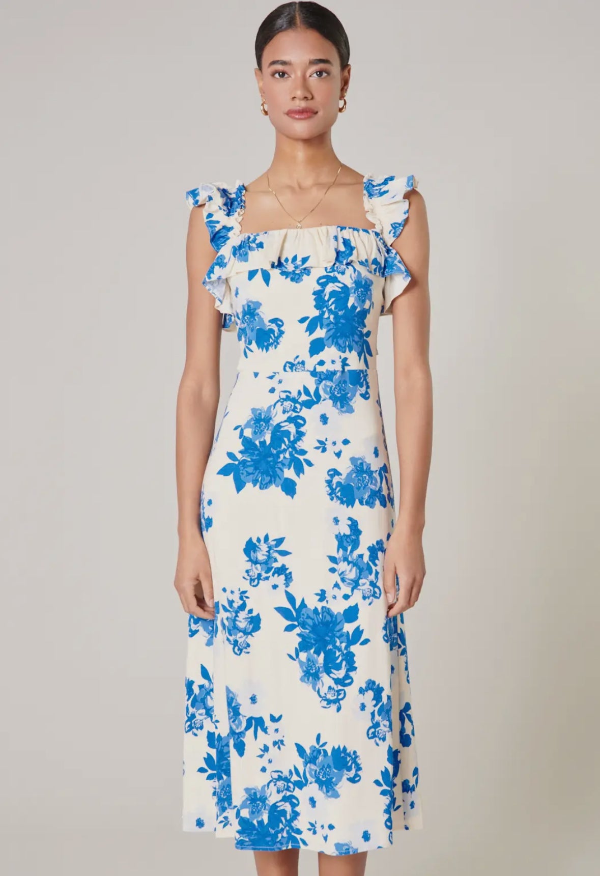 Azure Kona Ruffle Trim Milo Midi Dress