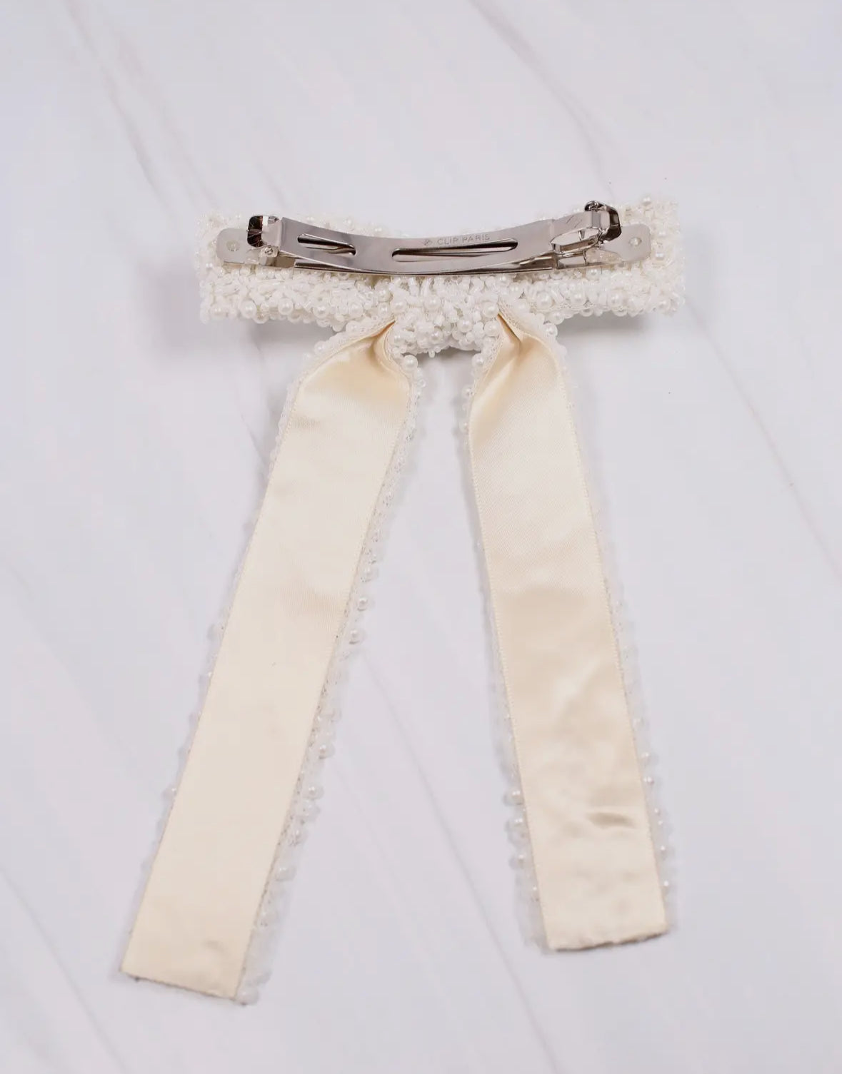 Birdie Ivory Pearl Bow Clip