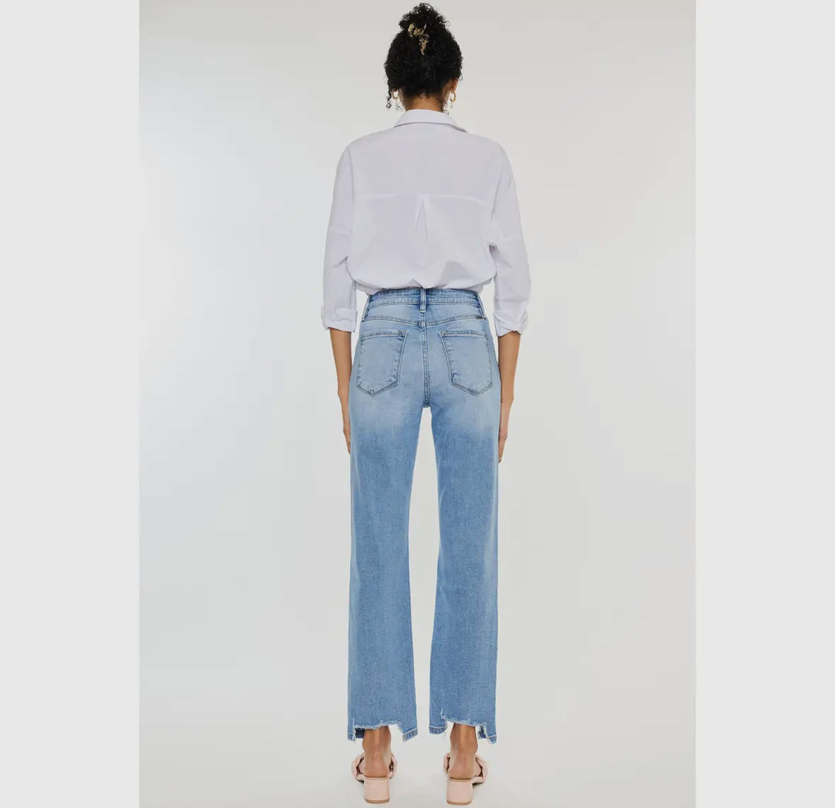 Cropped Distressed Hem Jean