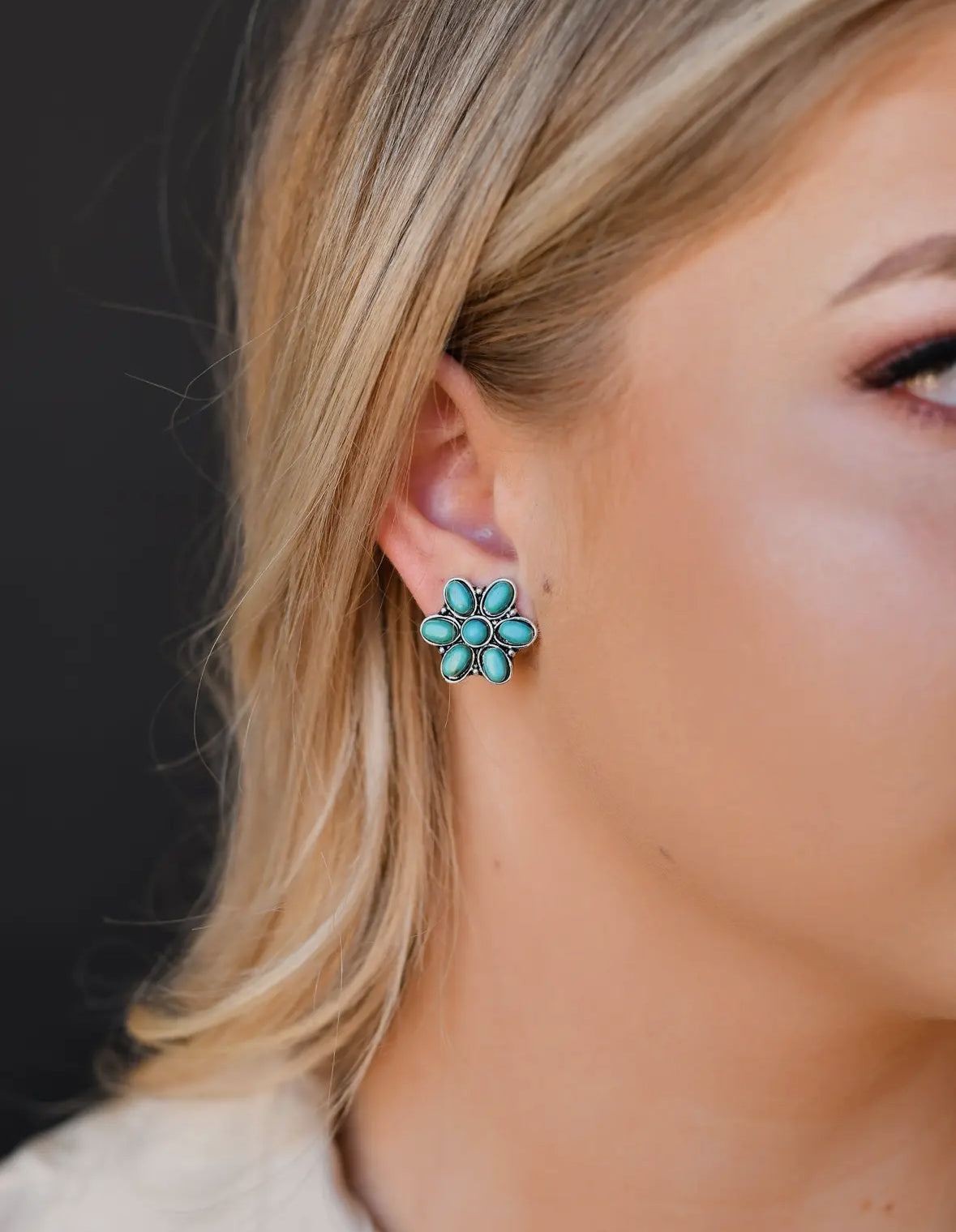 Turquoise Flower Stud
