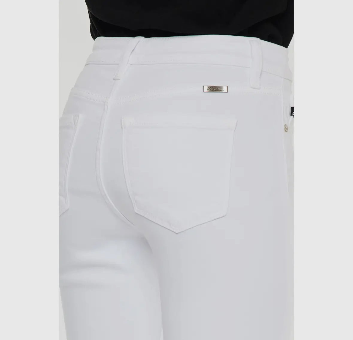 White High Rise Kick Flare Jean