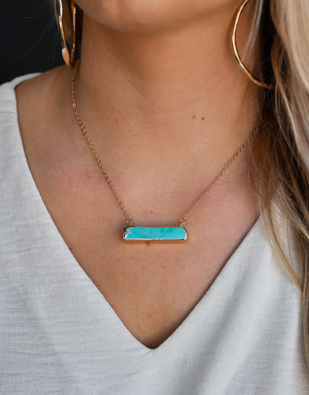 Gold Turquoise Bar Necklace