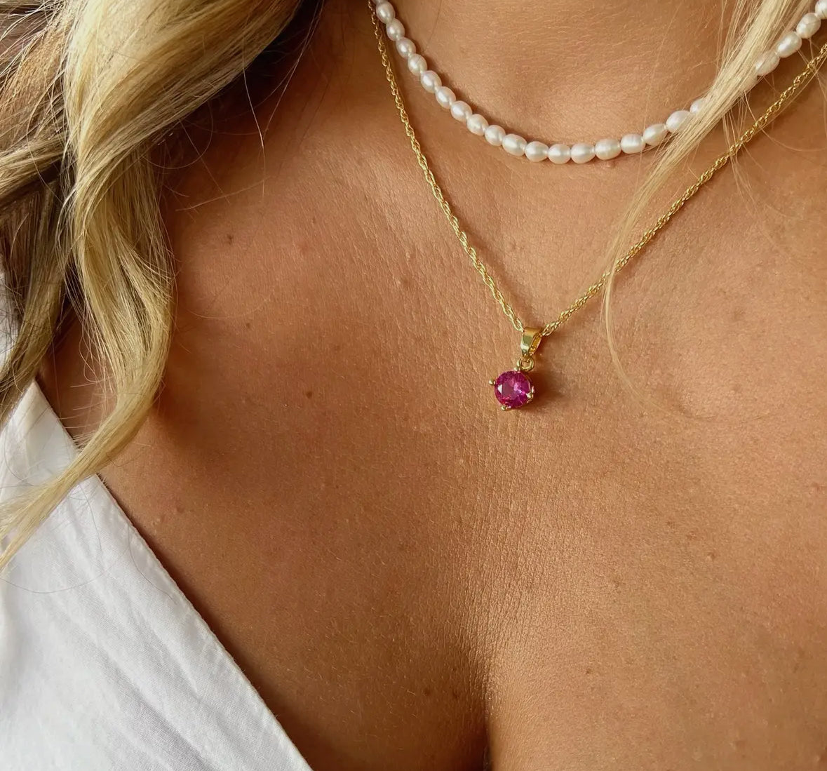 Margot Pink Pendant Necklace