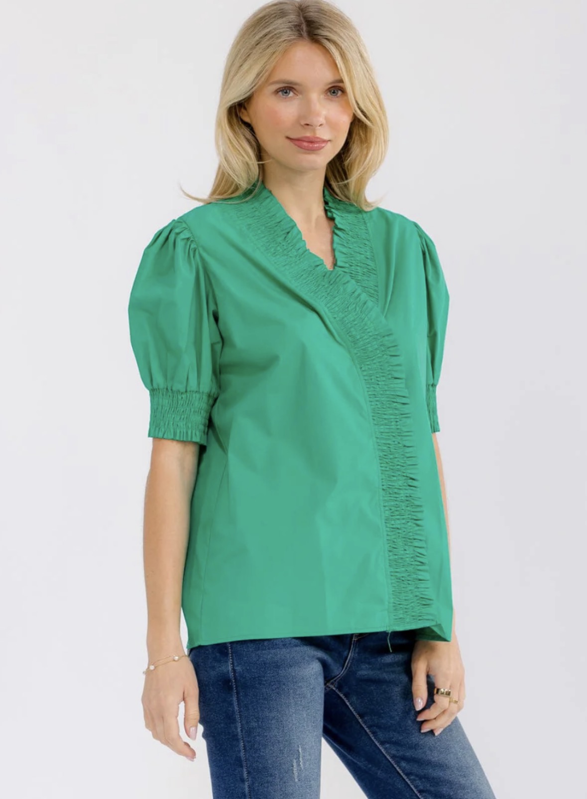 Kelly Green Ruffle Top