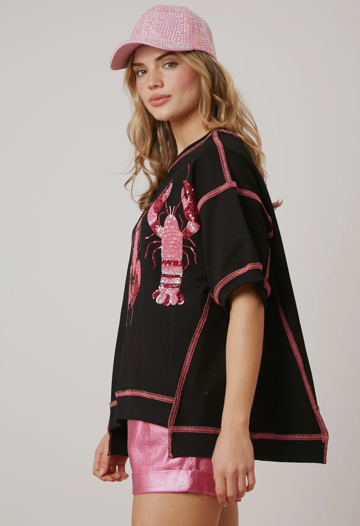 French Terry Sequin Crawfish Top