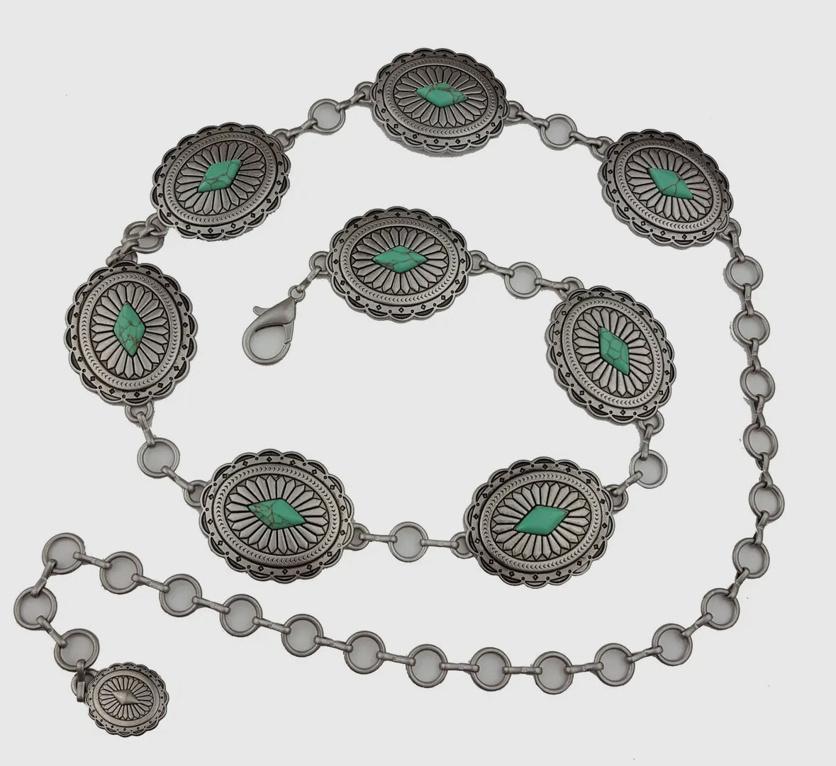 Western Oval Concho Belt With Scalloped Edges