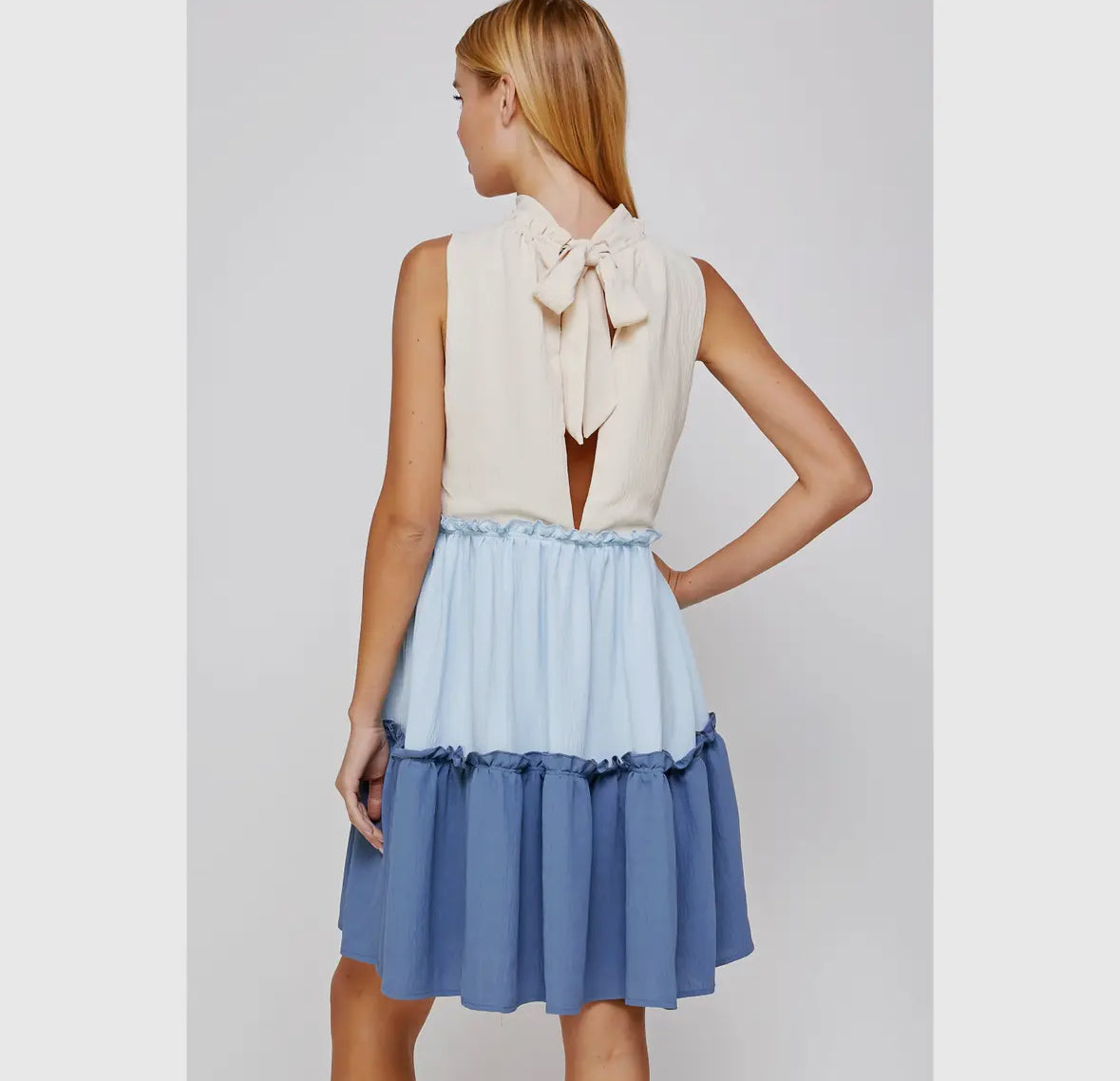 Blue Mix Tiered Dress