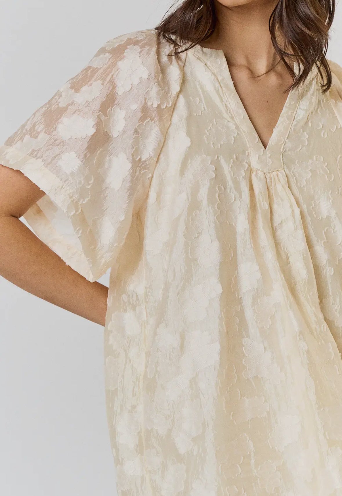 Cream Jacquard Mini Dress