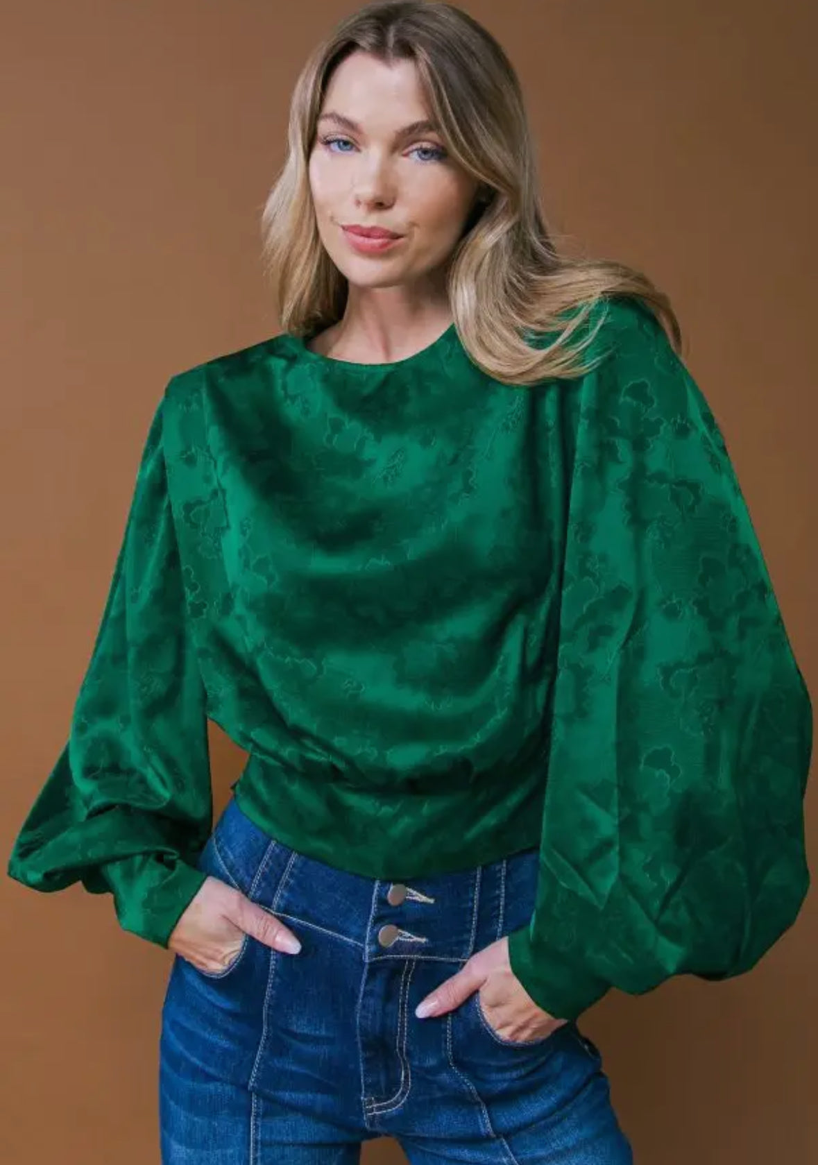 Contemporary Green Jacquard Top
