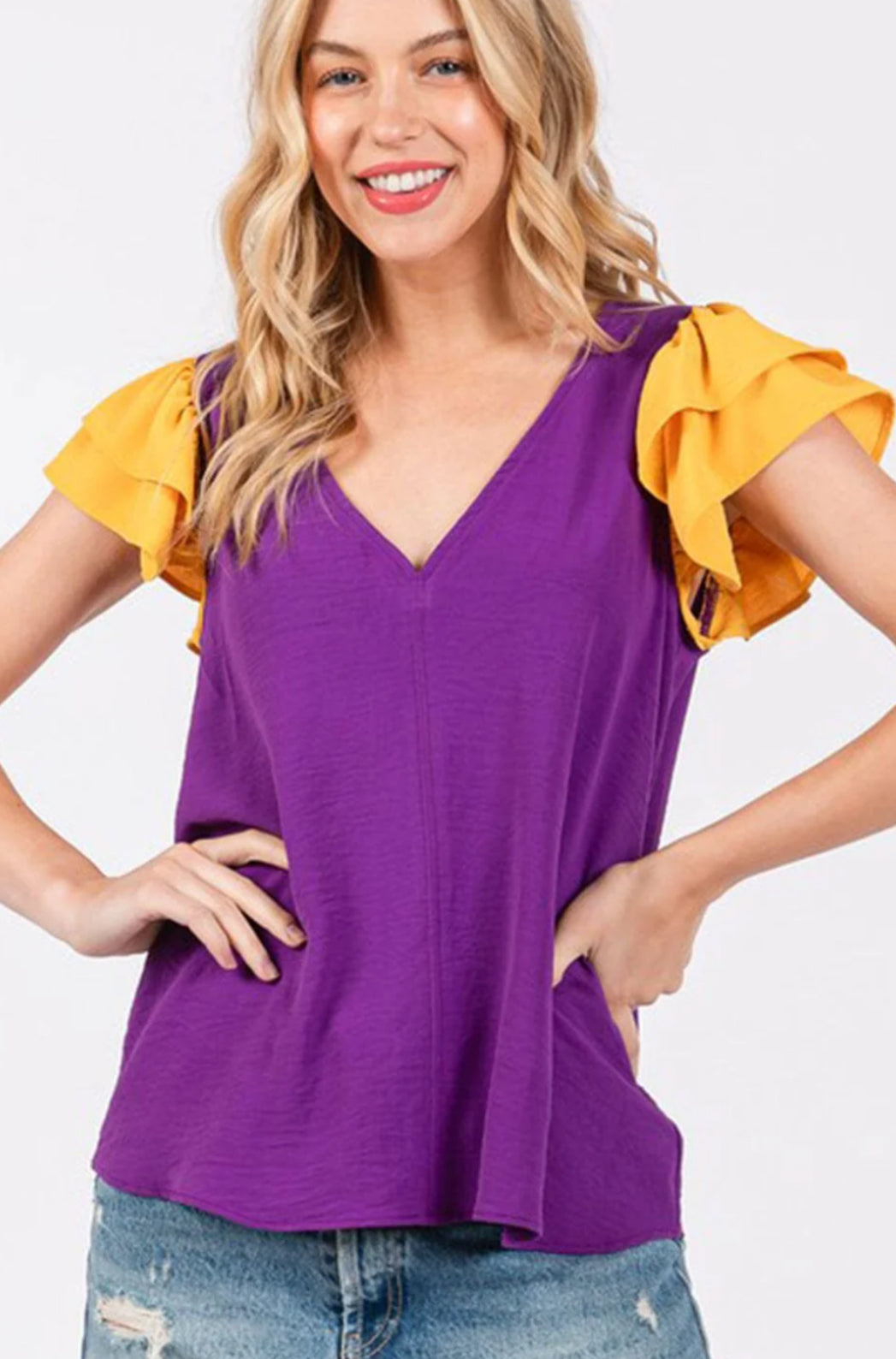 Game Day Flutter Sleeve Top