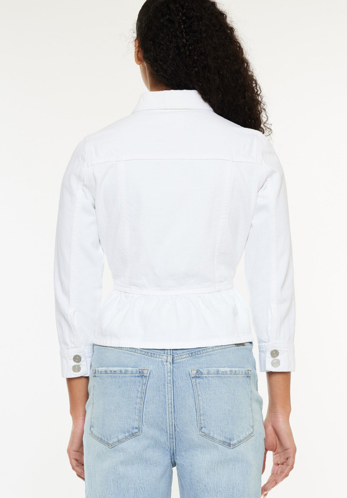 Classic Fit White Peplum Jacket