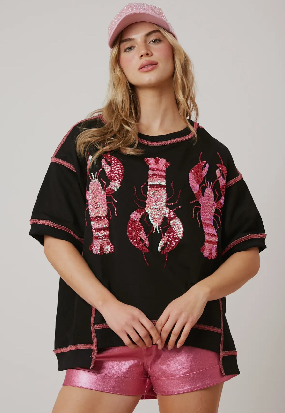 French Terry Sequin Crawfish Top