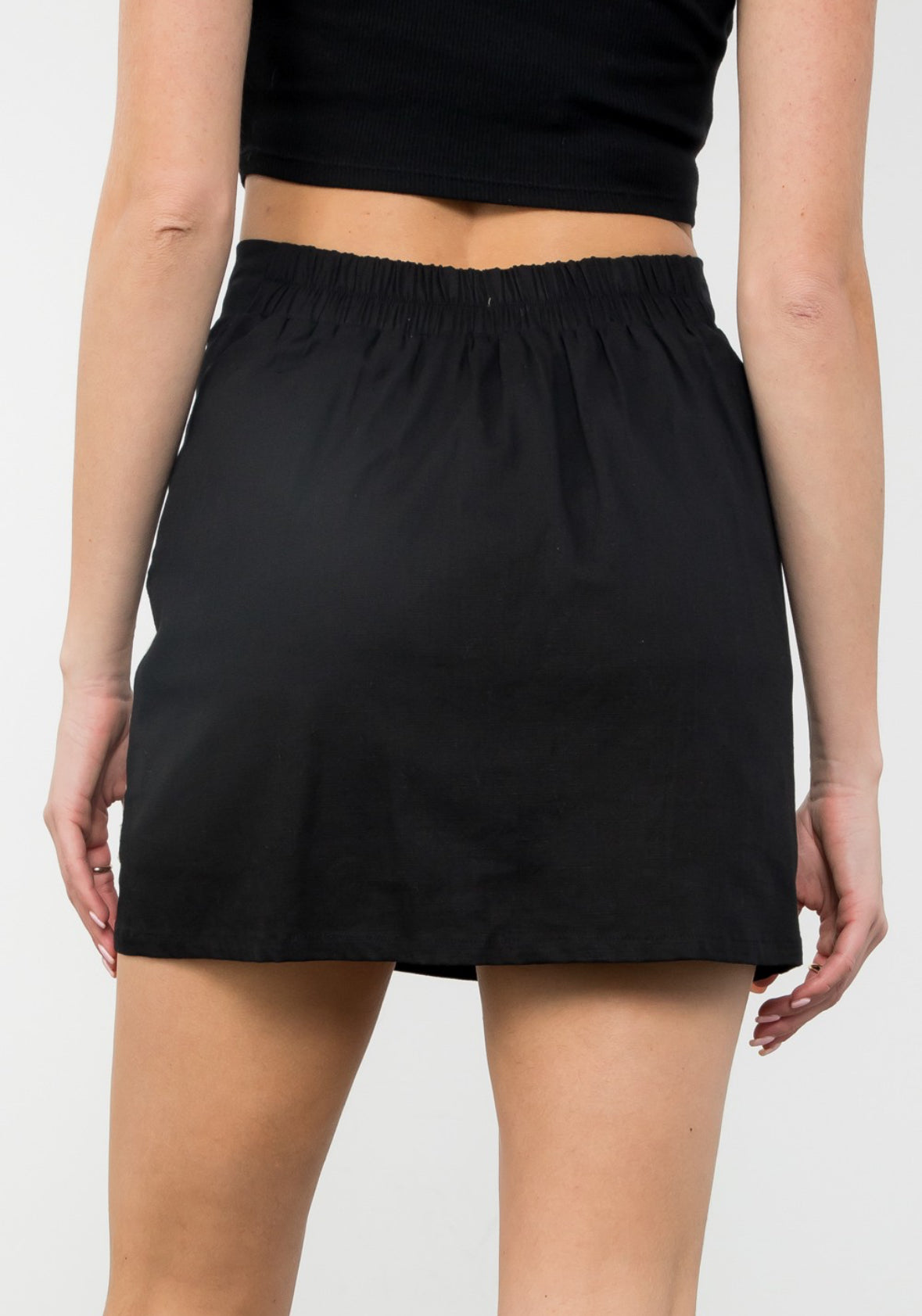 Black Embroidered Mini Skirt
