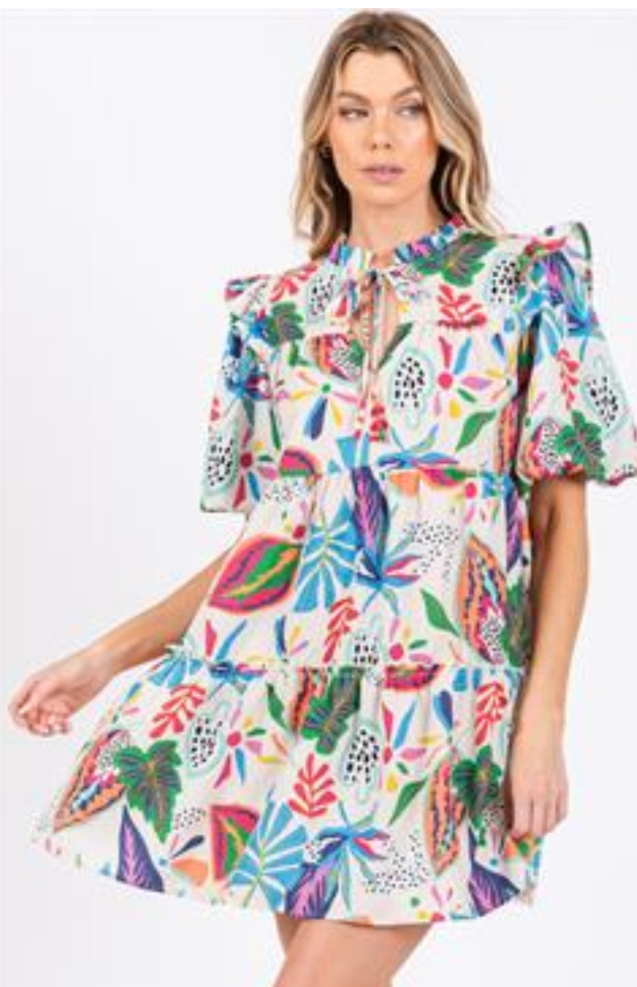 Topical Woven Vacation Dress