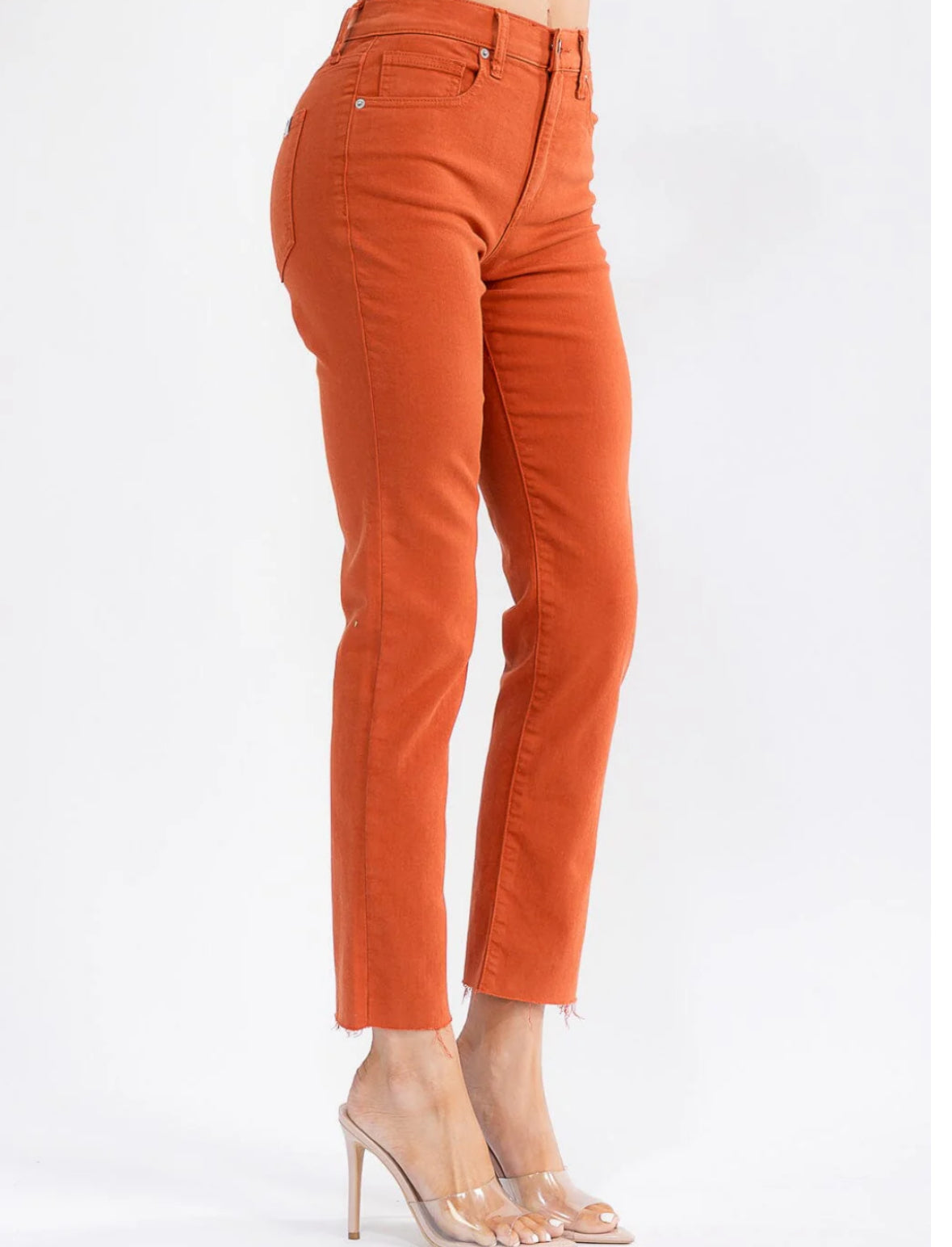 Orange Raw Edge Straight Leg
