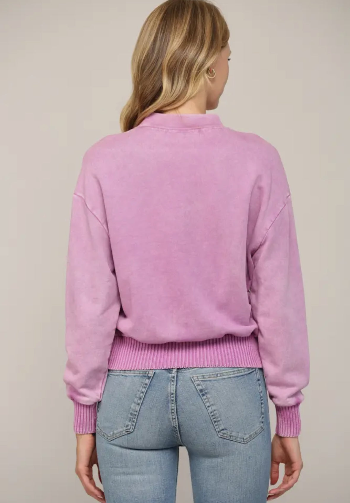 Wild Orchid Washed Knit Sweatshirt