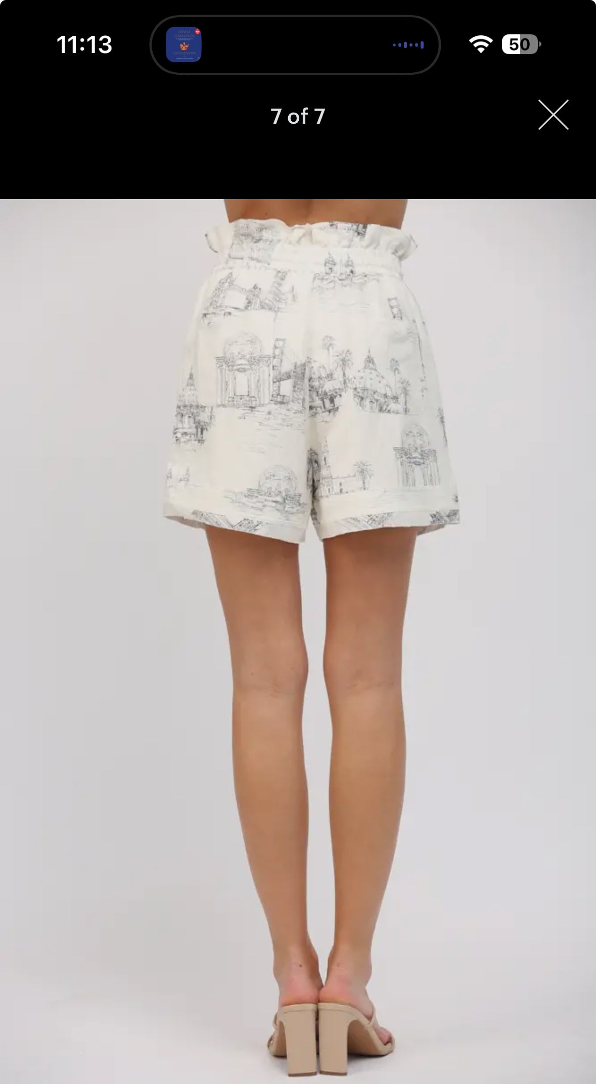 Scenic Print Linen Blend Shorts