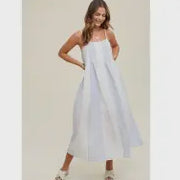 Ivory & Blue Colorblock Striped Dress