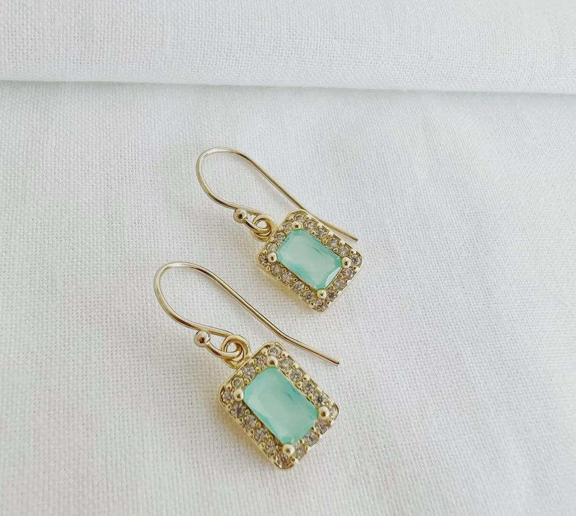 Capri Aqua CZ Baguette Earrings