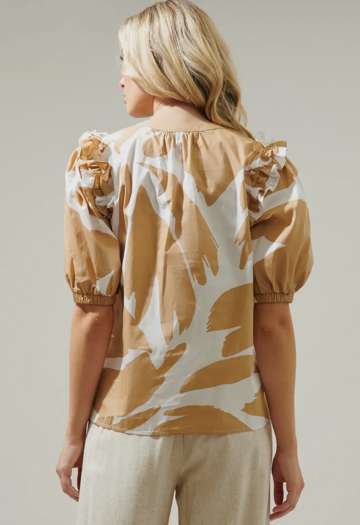 Hazel Abstract Noche Tie Neck Blouse