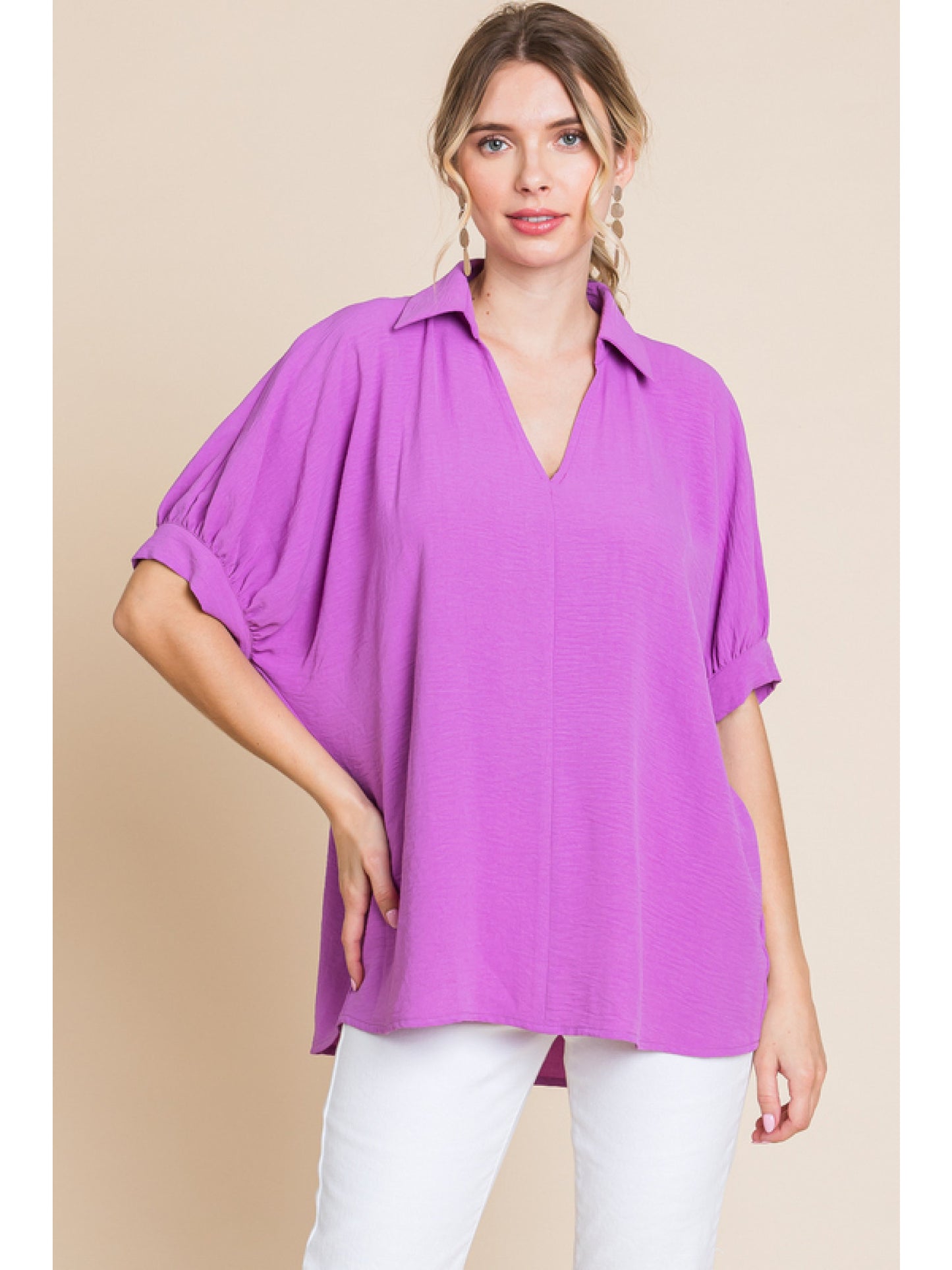 Solid Top Open Collared Neck