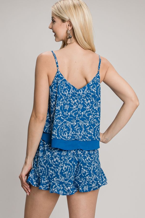 Blue + White Blousy Shorts