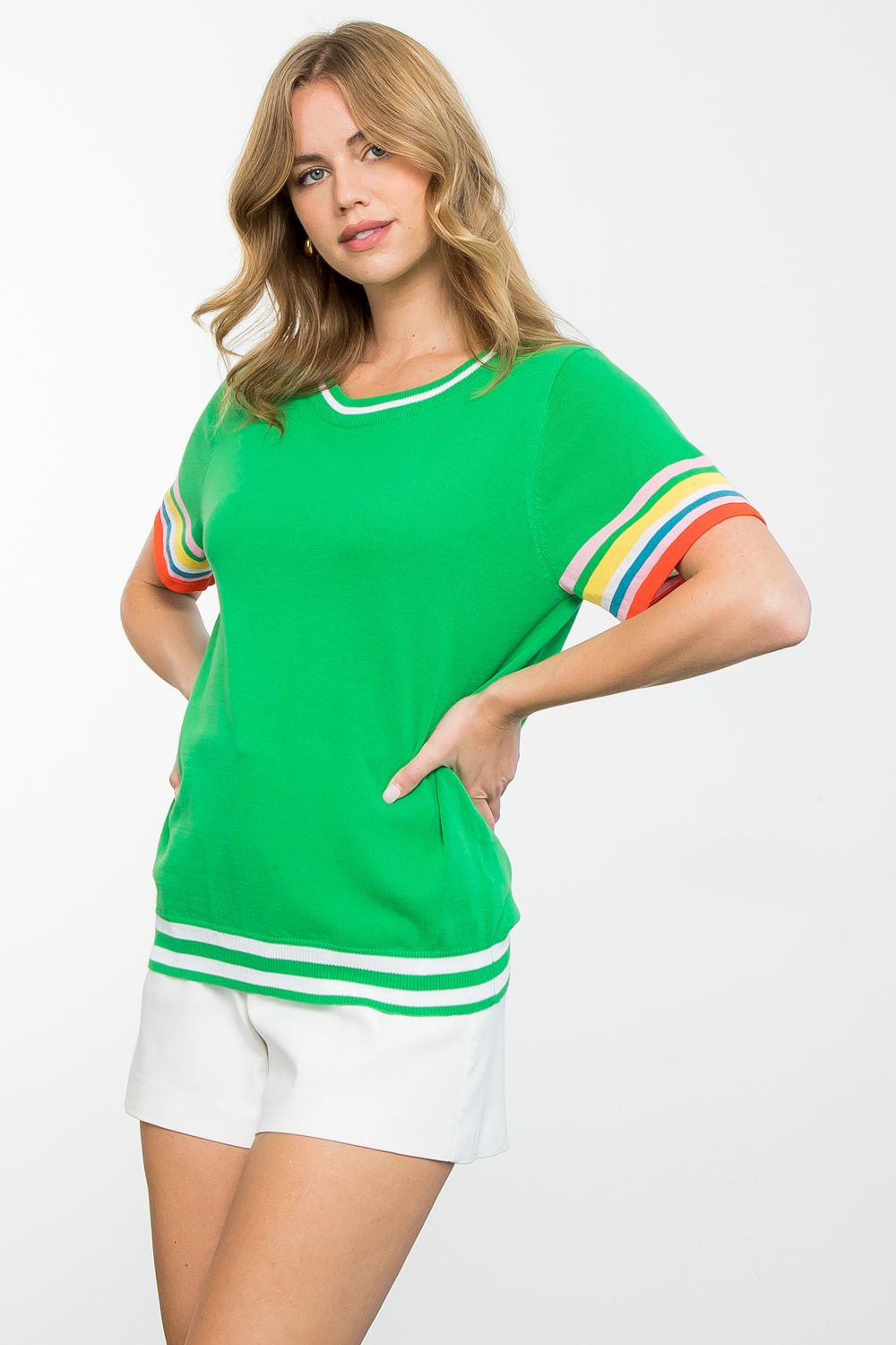 Green Preppy Short Sleeve Top