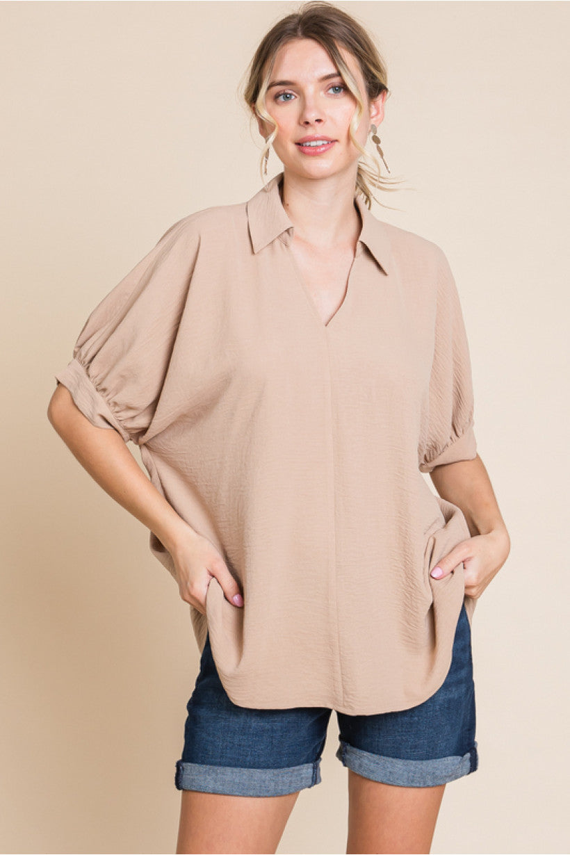 Solid Top Open Collared Neck