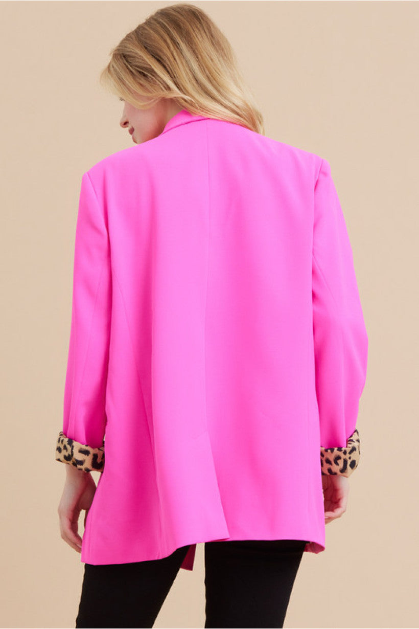 Hot Pink Blazer with Leopard Details