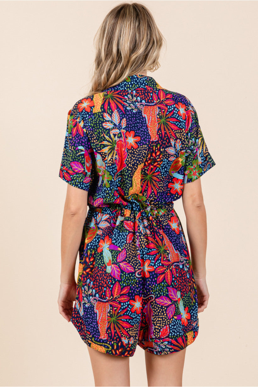 Navy & Bold Printed Romper