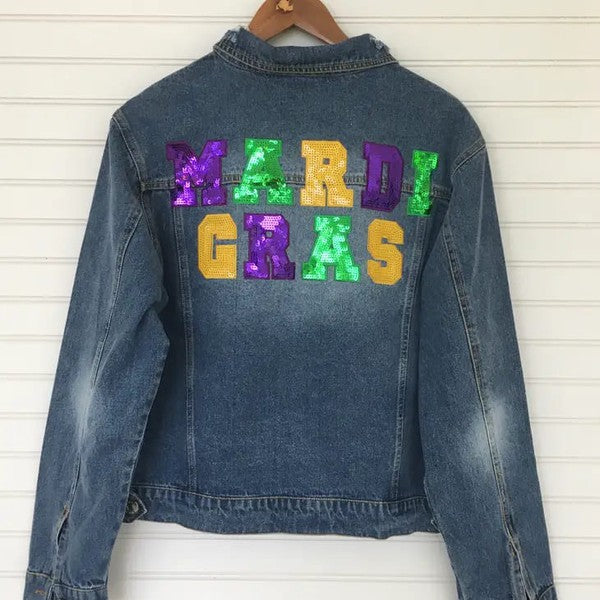 Mardi Gras Sequin Denim Jacket