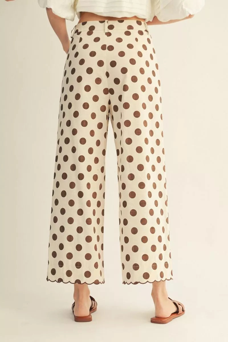 Polka Dot and Scallop Detail Pants
